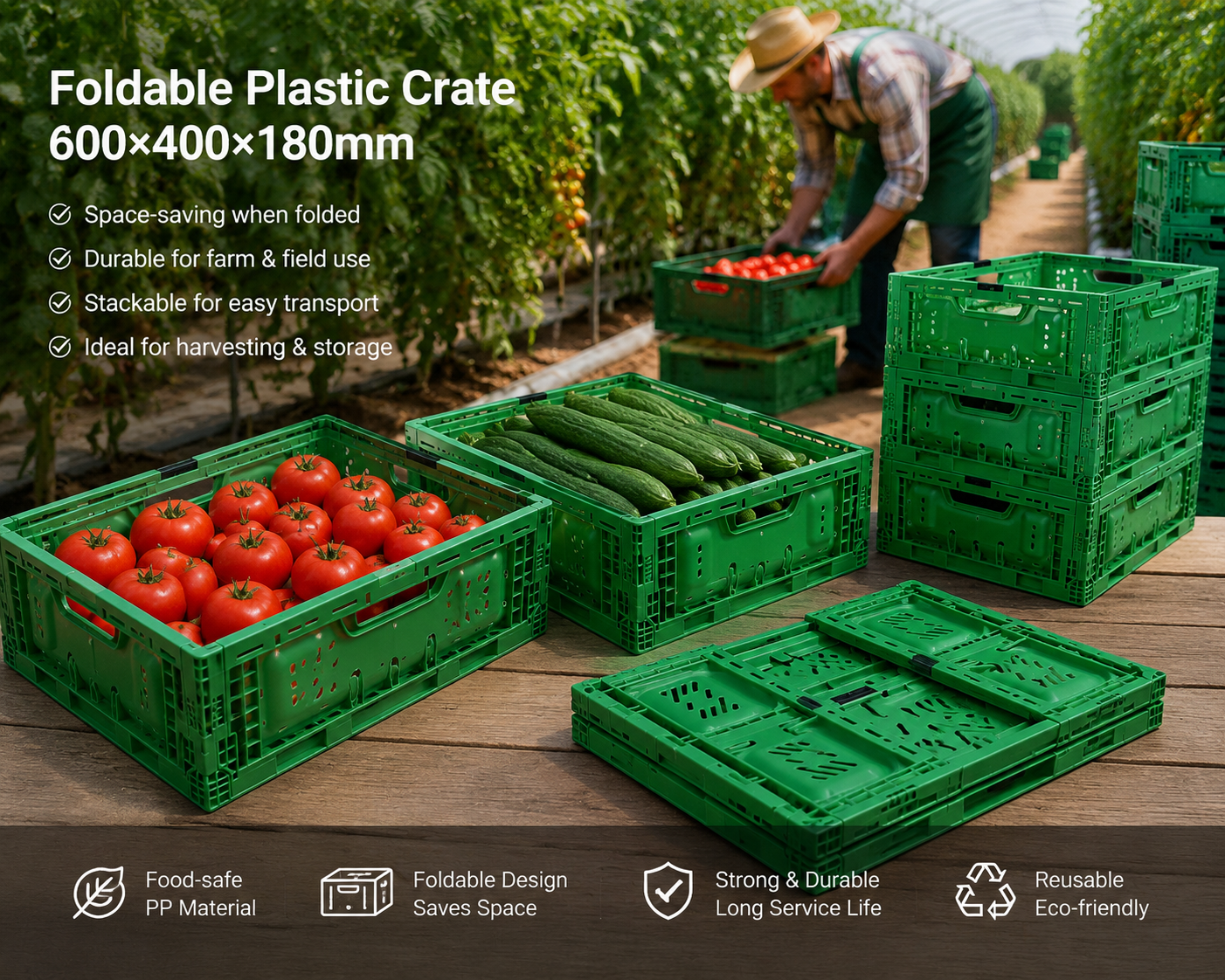 أحدث مدونات الشركة حول How 600×400 Foldable Plastic Crates Improve Efficiency from Farm Harvesting to Export Distribution