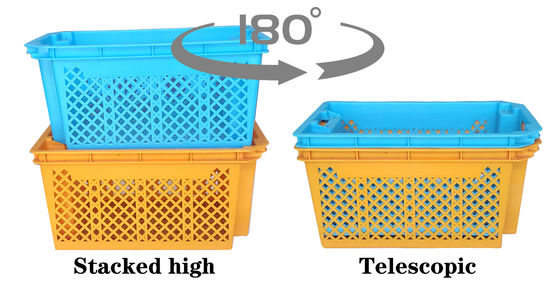 شراء Stack And Nest Crate Supplier OEM Reversible Plastic Crate Agricultural Harvesting Supermarket Crate التصنيع عبر الإنترنت