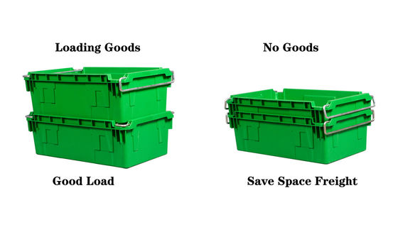 شراء Stackable Nestable Plastic Crate With Metal Handle Logistics Turnover Crate Reusable Logistics Container التصنيع عبر الإنترنت