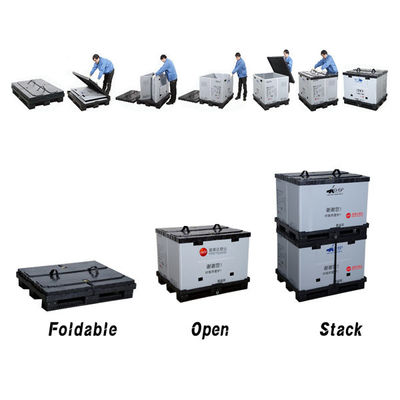 شراء صندوق منصة نقالة بلاستيكي قابل للطي 1200*1000 مم PP قابل للتكديس مستودع تخزين السيارات صندوق غلاف PP التصنيع عبر الإنترنت